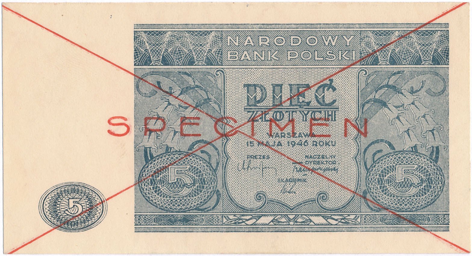 Banknot. 5 złotych 1946 SPECIMEN